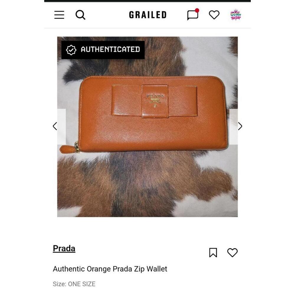 Authentic Orange Prada Zip Wallet - image 1